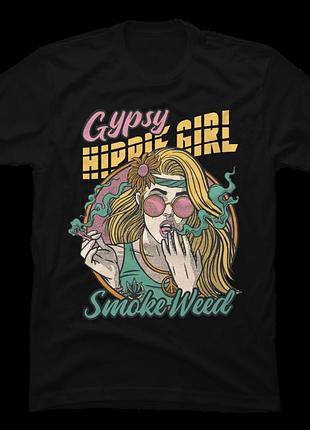 Футболка gypsy hippie girl smoke weed