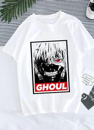 Футболка аниме tokyo ghoul - токийский гуль unisex белый