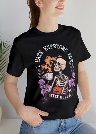 Кофейная футболка на хэллоуин unisex