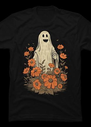 Футболка autumn flower ghost halloween unisex