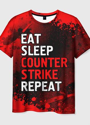 Футболка 3d «eat sleep counter strike repeat»