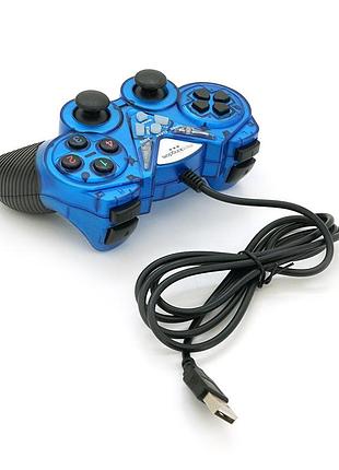Геймпад brazzers br-8600 ведущий для пк, usb 2.0, double shock, blue, blister