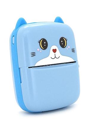 Портативний дитячий термопринтер a8 cat, bluetooth, type-c, blue, box