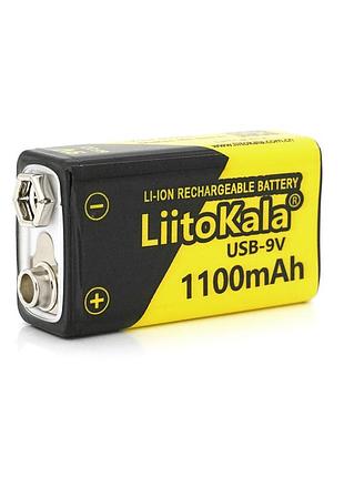 Аккумулятор liitokala 9v/1100mah, крона, type-c выход, nimh rechargeable battery