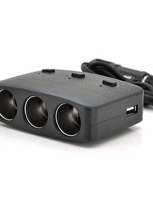 Азп розгалужувач olesson 1636, 12v-3 * 12v + 2 * usb, black, blister
