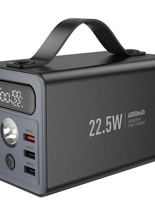 Power bank hoco j138 60000mah, 22.5w+pd 20w, black, 1.20kg, black, box