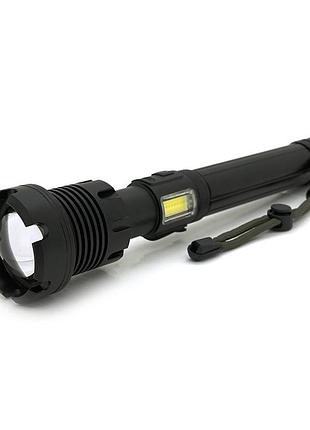 Ліхтар ручний voltronic xhp90.2, 1led xhp110, 72w, бічний світлодіод, 7 режими, zoom, 2х18650/без акб, black, ip40, кабель