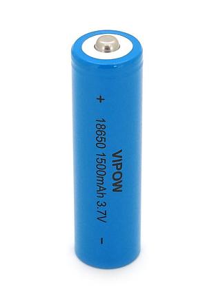 Акумулятор 18650 li-ion vipow icr18650 tiptop, 1500mah, 3.7v, blue q50/500