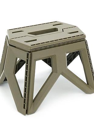 Складаний табурет voltronic, пластик, до 150 кг, 240х280х340 мм, колір: хакі