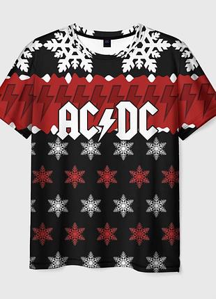 Футболка 3d «ac/dc новогодняя»