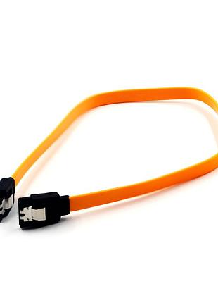 Кабель інтерфейсний sata 0,45м, прямий із защіпкою, жовтий