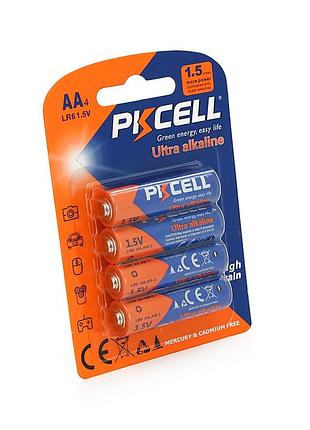 Батарейка лужна pkcell 1.5v aa/lr6, 4 штуки у блістері ціна за блістер, q12