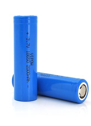 Акумулятор 18650 li-ion vipow icr18650 flattop, 2000mah, 3.7v, blue