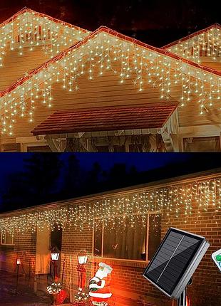 Гірлянда 100led (діод) blue, 10 метрів, 2 режима, вулична із сонячною панеллю