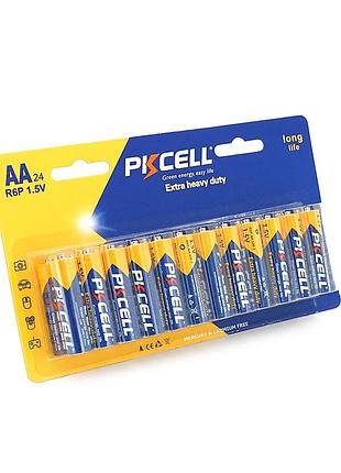 Батарейка солевая pkcell 1.5v aa/r6, 24 штуки в блистере цена за блистер, q12