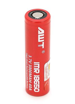 Акумулятор 18650 li-ion awt високострумовий, 3000 маг, 40а, box 2 шт в упаковці, ціна за одиницю