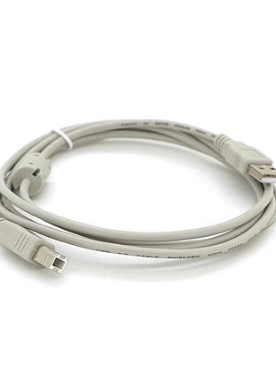 Кабель usb 2.0 am/bm 1 ferite, пакет, довжина 1,8 м., білий