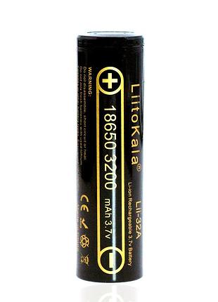 Акумулятор 18650 li-ion liitokala lii-32a, 3200mah (3050-3350mah), 3.7v (2.75-4.2v), black, pvc box q2, ціна за 1 шт