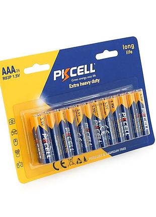 Батарейка солевая pkcell 1.5v aaa/r03, 24 штуки в блистере цена за блистер, q12
