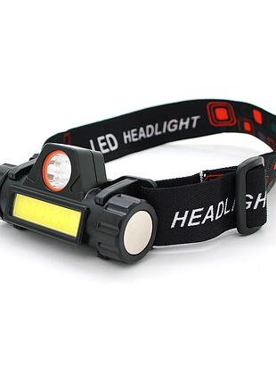 Налобный фонарик cata ct-9120,1 led 3w, 1 led cob, 2 режима, корпус-пластик, водостойкий, ip44, магнит, питание акб встроенный,