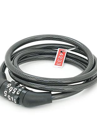 Замок велосипедний тросовий кодовий dead fly lock 532, довжина 6*1000мм, аbs/сталевий дріт, black