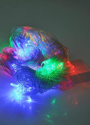 Гирлянды 240led (сетка) red / green / blue / yellow, 2,0*2,0 метра, прозрачная изоляция, box