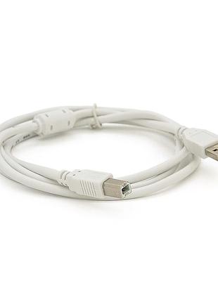 Кабель usb 2.0 am/bm 1 ferite, пакет, довжина 0,8 м., білий