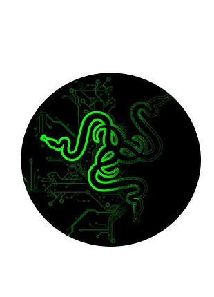 Коврик 220*220 мм тканевый razer 13 с боковой прошивкой (круглый), толщина 3 мм, цвет black/green, пакет