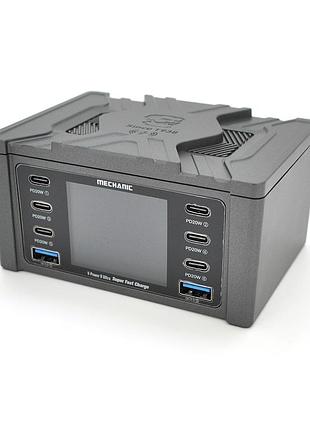 Зарядна станція з цифровою індикацією mechanic v-power 8 ultra, 2*qc3.0-5в3а,9в2a, 6*pd3.1-(5в/9в/12в/15в)3а,20в2,25a, 220в/160вт.
