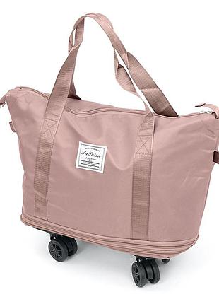 Дорожная сумка-трансформер, 55х22х80cm, 56-75 л., колесики, pink, 1,1 кг