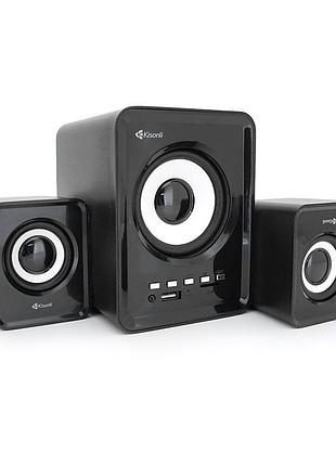 Колонки kisonli u-2800bt, 5w+2x3w, usb/tf/bt/fm/aux, із сабвуфером, dc: 5v, black, box, q30