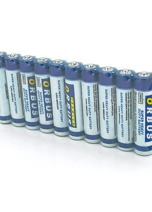 Батарейка солевая orbus zinc carbon 1.5v aaa/lr03, 10 штуки shrink