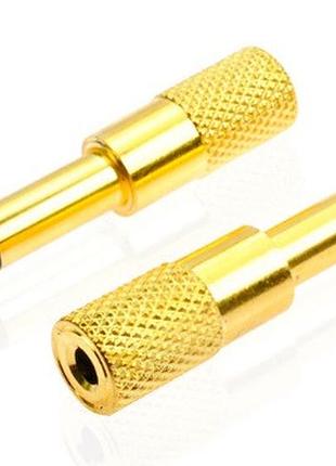 Перехідник jack 6.3 (тато)/jack 3.5 (мама) stereo, gold, метал, q100