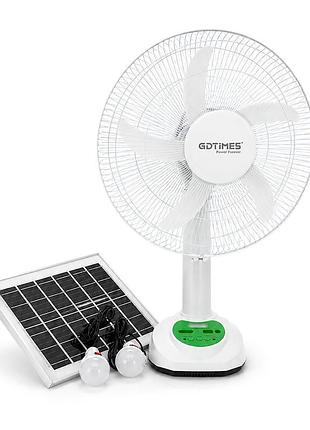 Вентилятор gdtimes gd 8069li-16, 16", solar+ встроенный аккумулятор, 2*usb лампочки, box