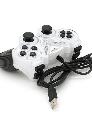 Геймпад brazzers br-8600 ведущий для пк, usb 2.0, double shock, white, blister