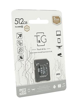Карта памяти t&g microsdhc class 10 uhs-3, с адаптером, 512gb, blister