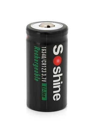 Акумулятор soshine 16340/cr123 li-ion, 700mah, 1a, 4.2/3.7/2.5v, button top, black