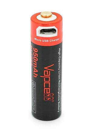 Аккумулятор 14500 li-ion vapcell p1409a, 950mah, 3.6v, micro usb