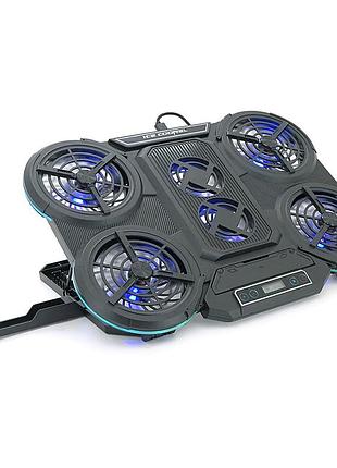 Підставка під ноутбук icecoorel q6, до17", fan4-100*15/2-70*15 мм, корпус пластик, 2 usb-порти + lcd display, 410x285x35mm, rgb-10
