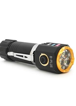 Фонарик ручной bp-301, cob, 3 режима, корпус алюминий, магнит, аккум 18650, usb кабель, box