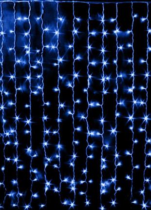 Гирлянда 120led штора blue, медный провод, 4 x 0,6 метра, прозрачная изоляция, box