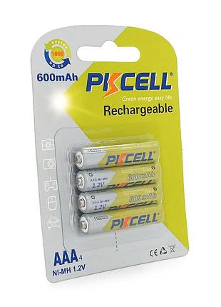 Акумулятор pkcell 1.2v aaa 600mah nimh rechargeable battery, 4 штуки в блістері ціна за блістер, q12