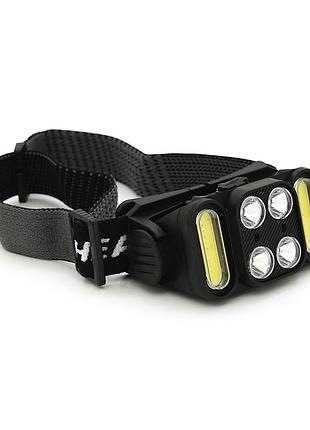 Налобный фонарик voltronic k362, 4 led 5w, 2 led cob, red, sensor, 6 режимы, корпус-пластик, водостойкий, ip44, питание акб