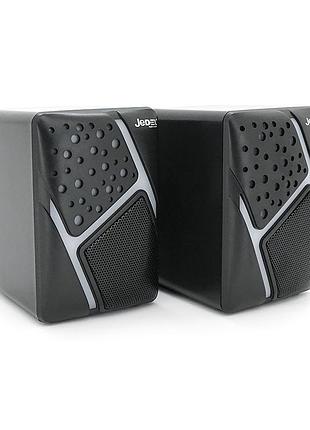 Колонки 2.0 jedel s-527 usb+3.5mm, 2x3w, 120hz-20khz, з led підсвічуванням, 65х80х100 мм, black, box
