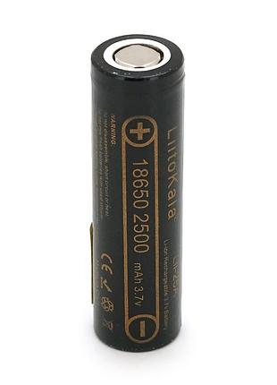 Акумулятор 18650 li-ion liitokala lii-25a, 2500mah (2450-2650mah), 3.7v (2.75-4.2v), black, pvc box q2, цiна за 1 шт