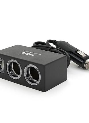 Азу розгалужувач olesson 1522, 12v-2*12v+usb, black, blister