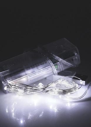 Гірлянди 30led, 1 режим, 3 метри, прозора ізоляція, живлення від 2 * аа, white, box