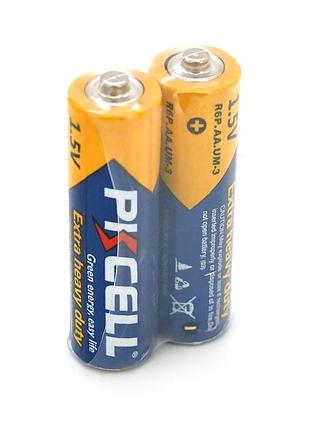 Батарейка сольова pkcell 1.5v aa/r6, 2 штуки shrink ціна за shrink, q20/360