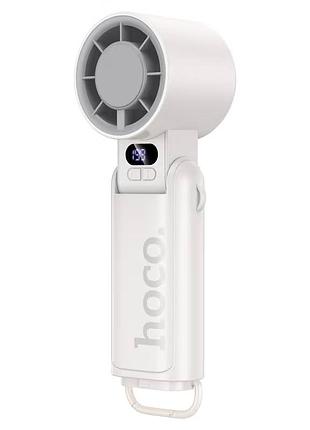 Портативный ручной вентилятор hoco hx603, 4.2w, r60мм, 3 режима, встроенный аккумулятор 3600mah, usb кабель, white, box