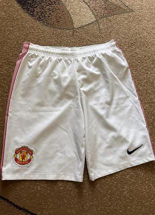 Чоловічі спортивні білі шорти від nike з логотипом manchester united дихаючі, білі
